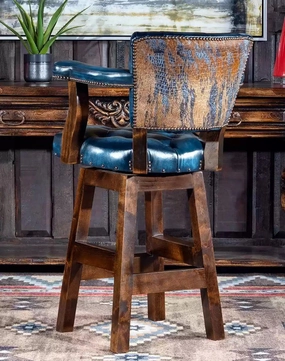 Stillwater Blue Leather Bar Chair glassware set, wine glass