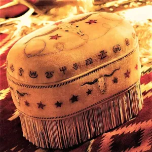 Suede Deer Hide Ottoman w/ Longhorn Art vanity mirror, wall mirror