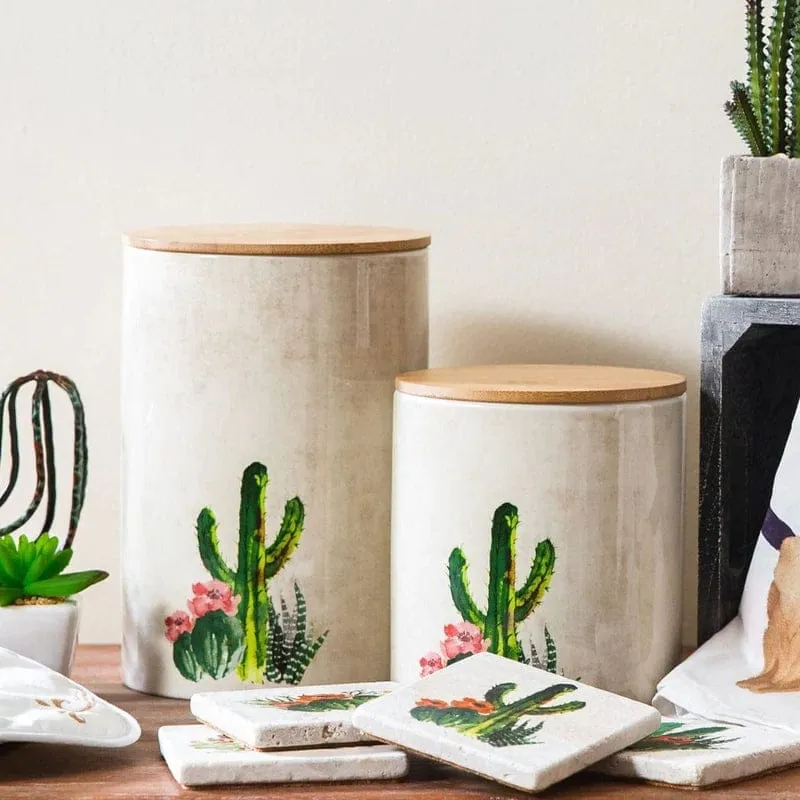 Summer Succulent Canister Set
