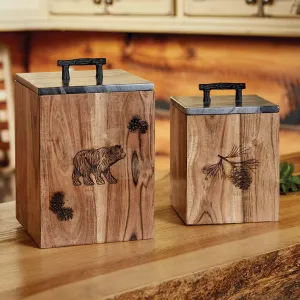 Summit Ridge Engraved Pine & Marble Canisters kitchen utensils, spatula set