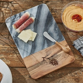 Summit Ridge Pine & Marble Cheese Board w/ Spreader baking dish, nonstick cookware