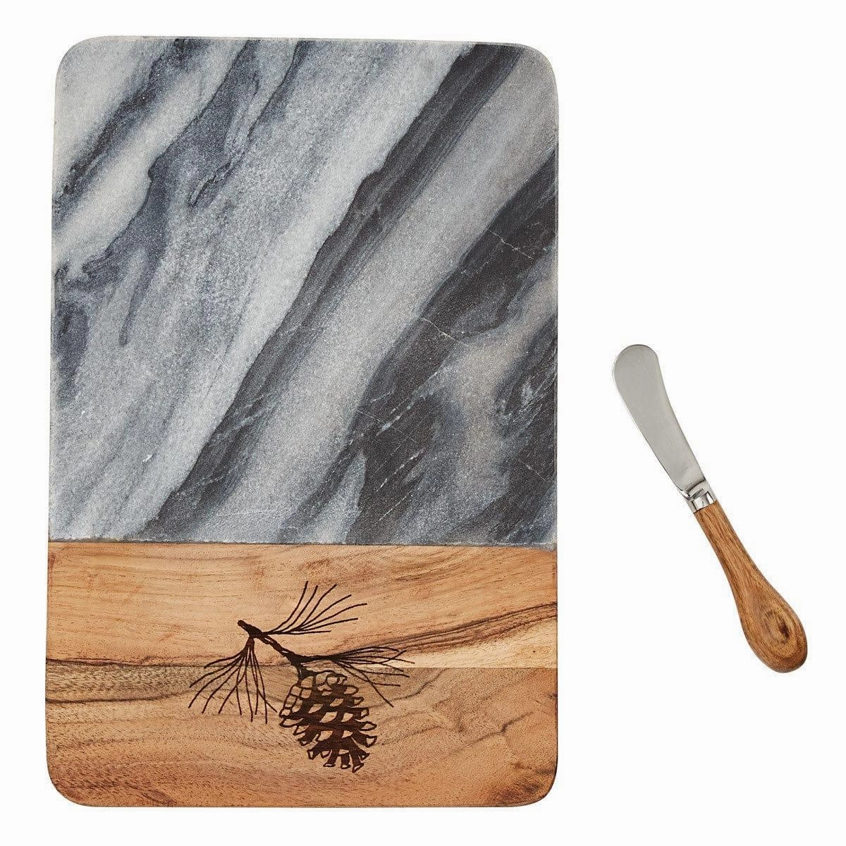Summit Ridge Pine & Marble Cheese Board w/ Spreader