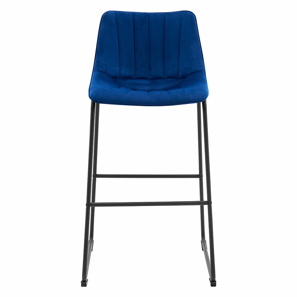 Sutton Set of 2 Barstools with Fluted Back (Blue Velvet)
