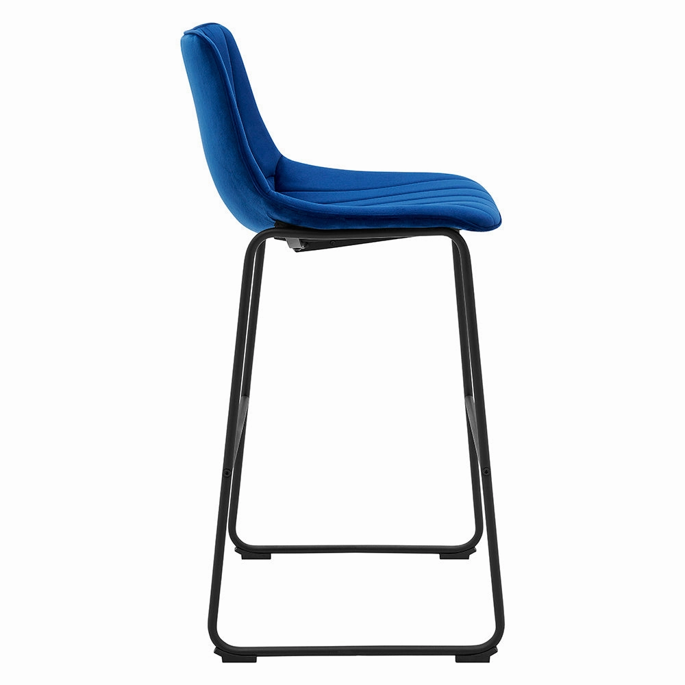 Sutton Set of 2 Barstools with Fluted Back (Blue Velvet)