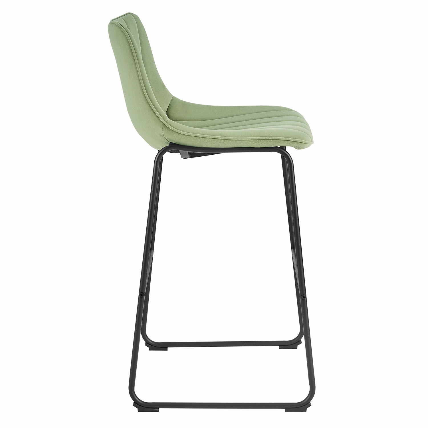 Sutton Set of 2 Barstools with Fluted Back (Sage Green Velvet)