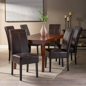 T-stitched Leather Dining Chairs (Set of 6) - NH368892 dining table set, 6-piece dining set