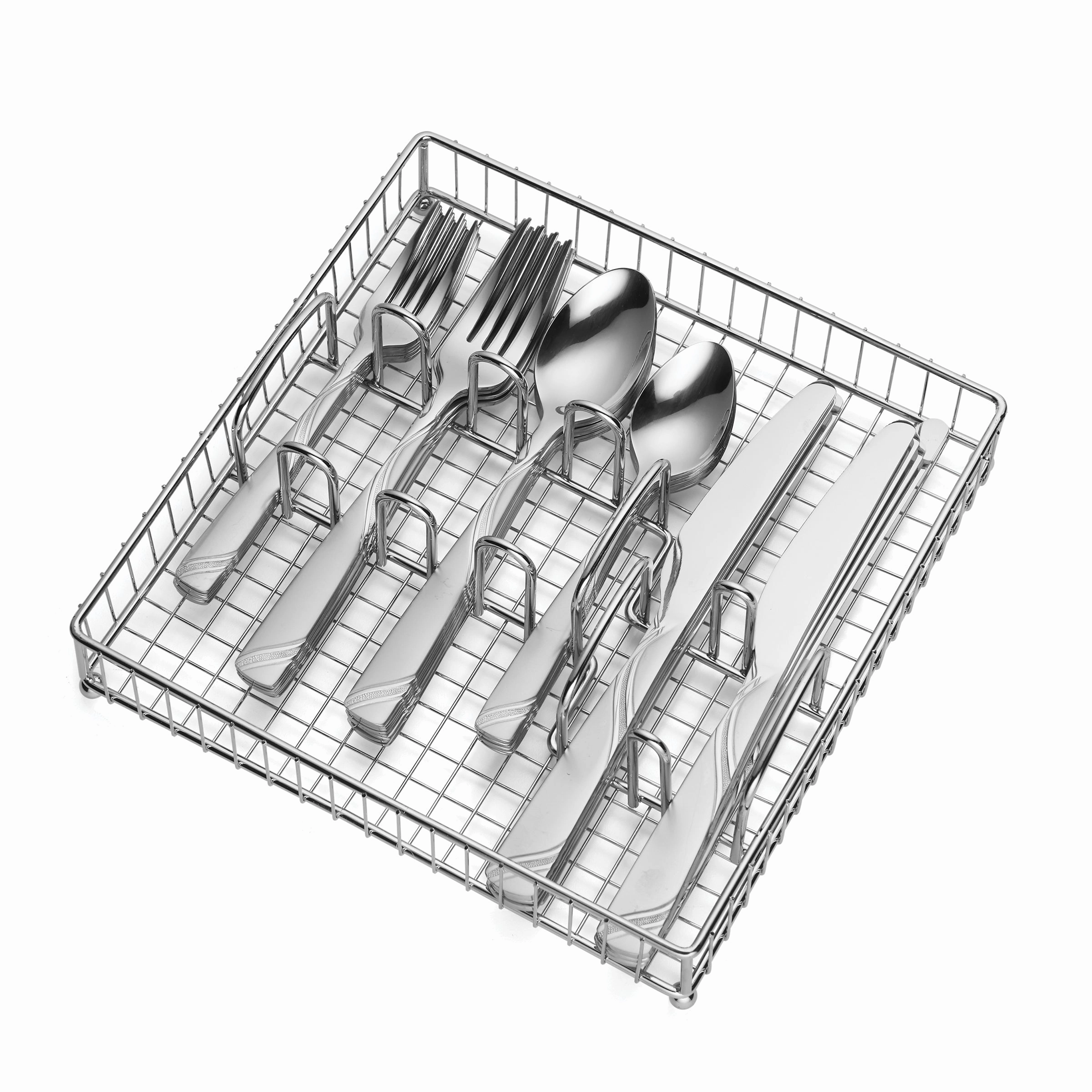 Tabitha Sand 40 Piece Flatware Set with Chrome Caddy