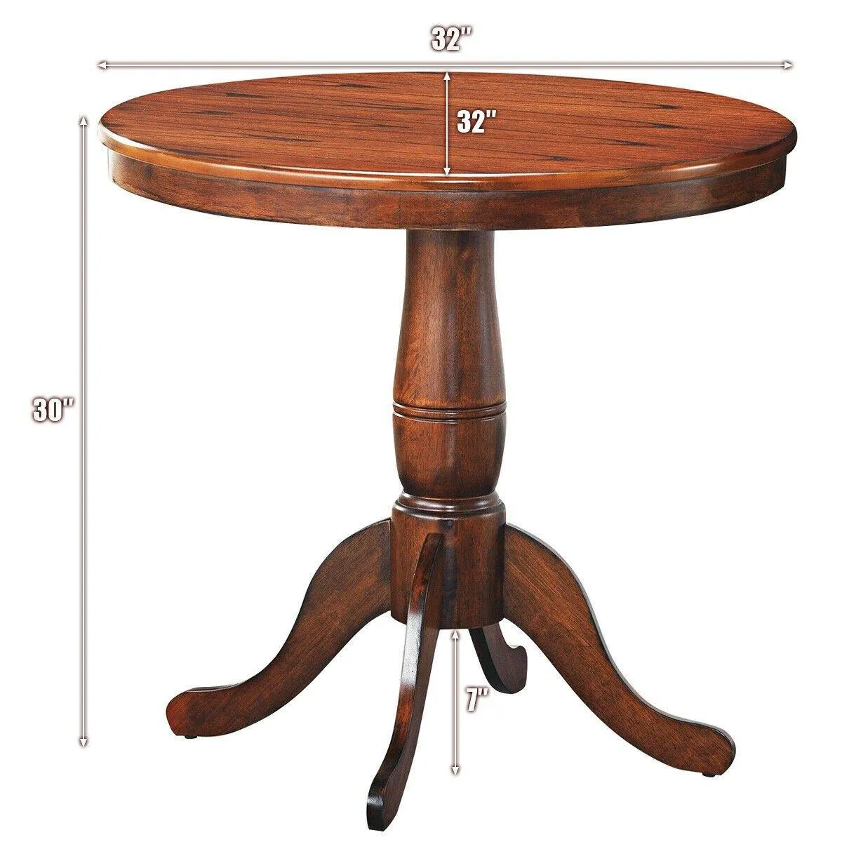 Table 30" Wooden Round Pub Pedestal Side Table (30 Inch)