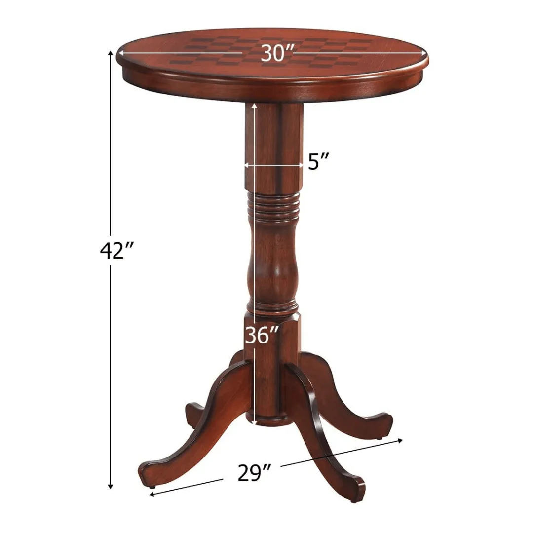 Table 42" Wooden Round Pub Pedestal Side Table