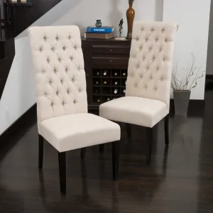 Tall Dark Beige Tufted Dining Chairs (Set of 2) - NH009432 dining table set, 6-piece dining set