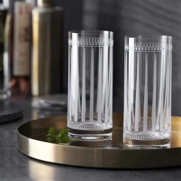 Tall Drink Crystal Glasses - Set of 2