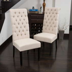 Tall Dark Beige Tufted Dining Chairs (Set of 2) - NH009432 dining table set, 6-piece dining set