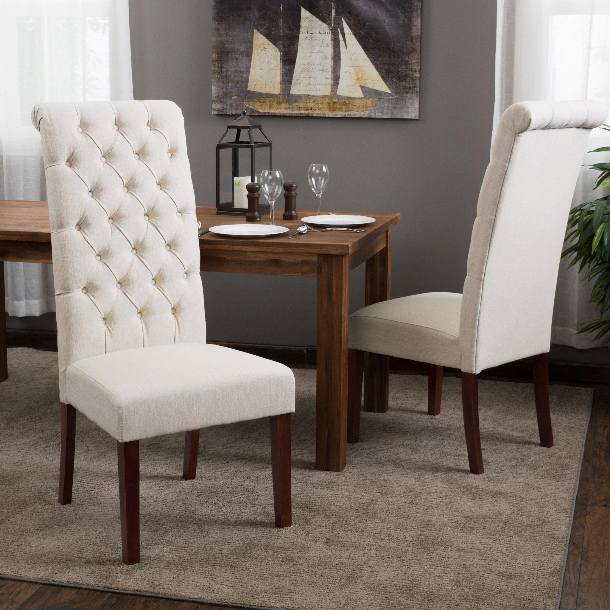 Tall Natural Fabric Dining Chair (Set of 2) - NH658812 dining table set, 6-piece dining set