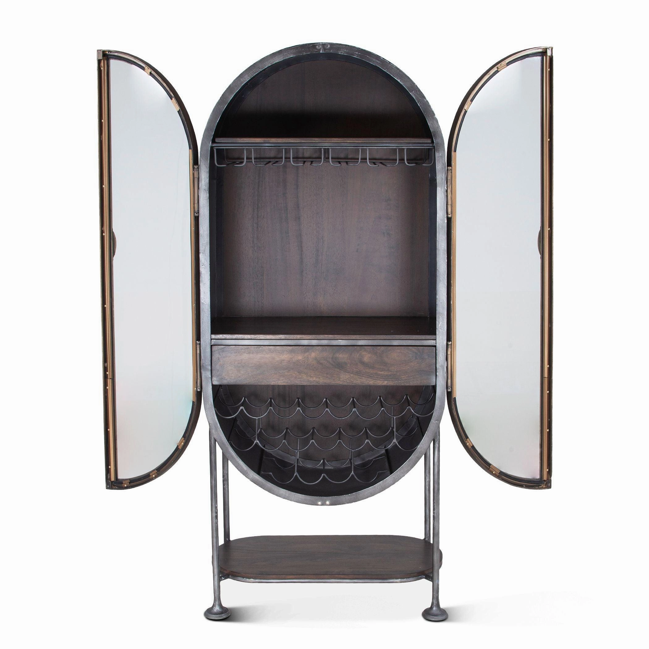Tall Oval Industrial Bar Cabinet