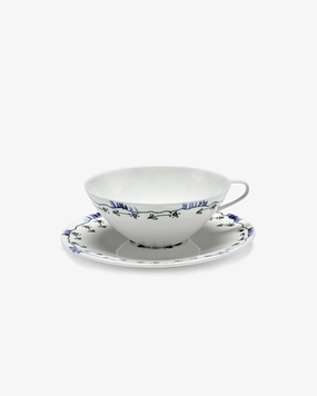 Tea cup with saucer Anemone milk Midnight Flowers