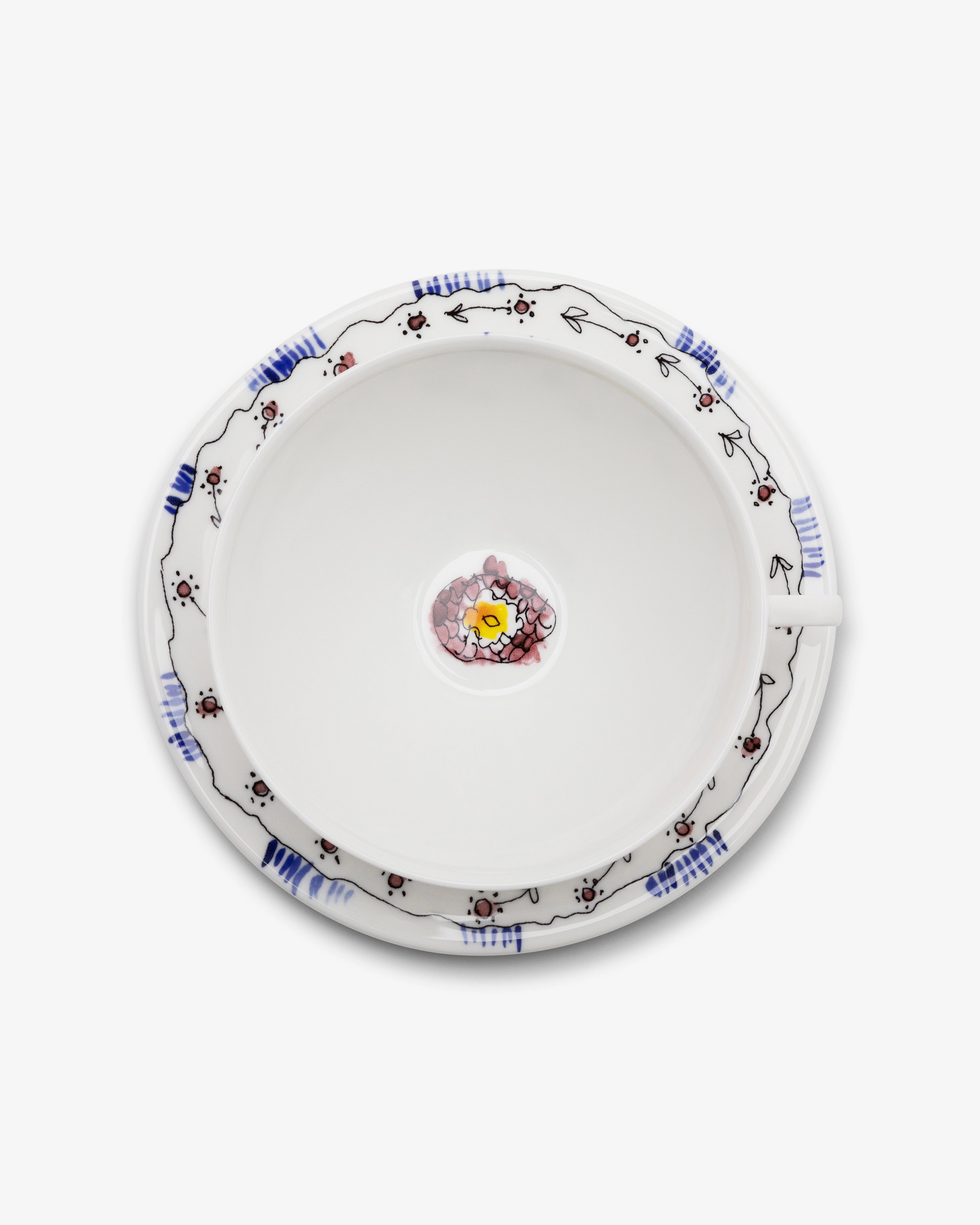 Tea Set 6 pieces anemone midnight flowers