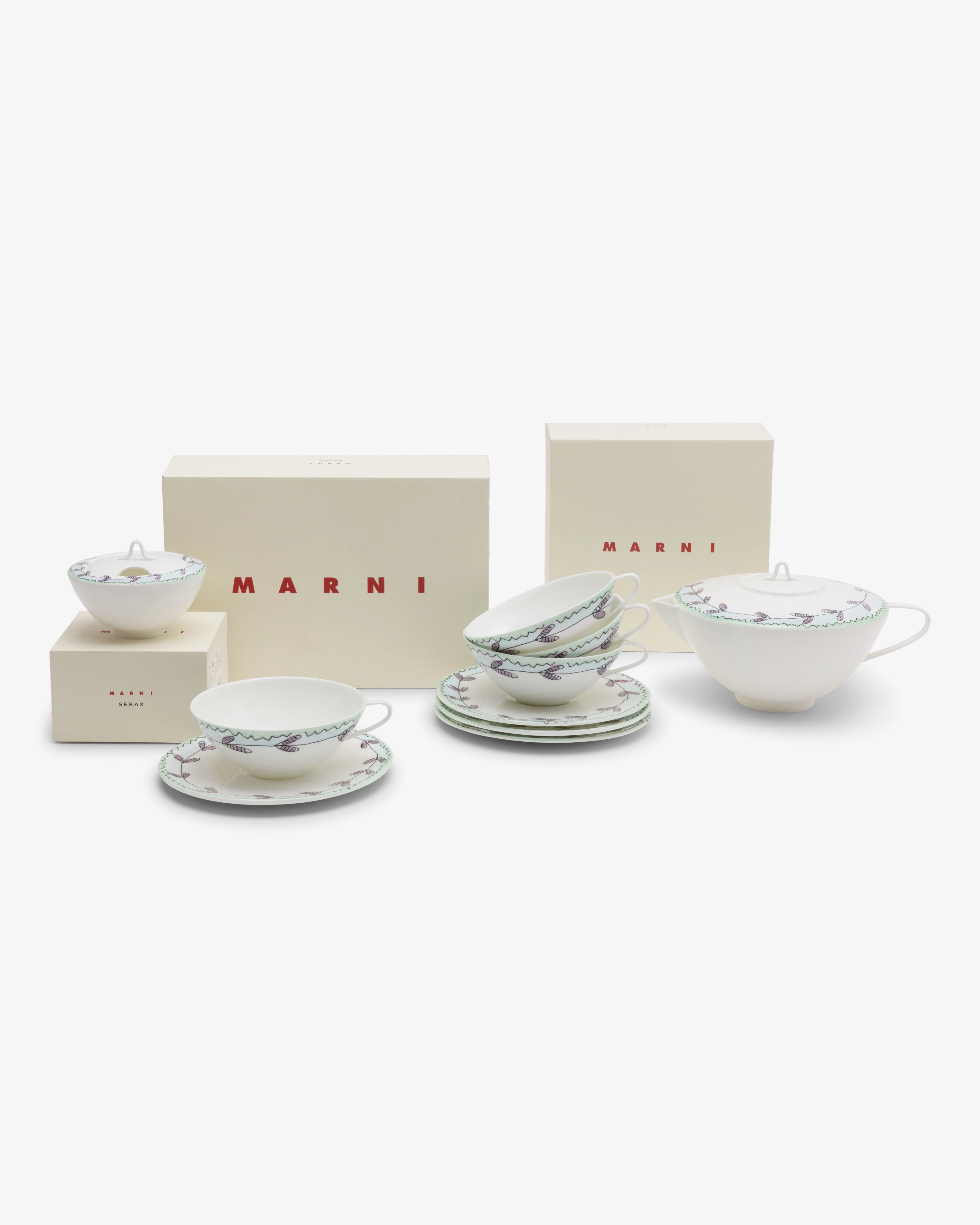 Tea Set 6 pieces blossom milk midnight flowers