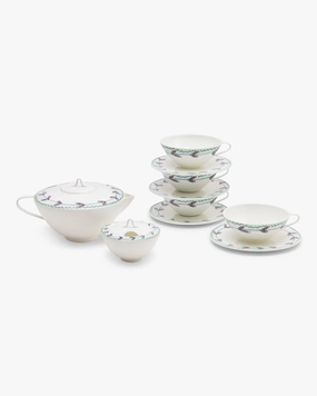 Tea Set 6 pieces blossom milk midnight flowers