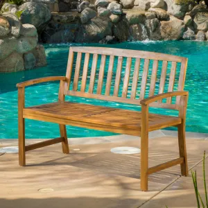 Teak Finish Acacia Bench - NH642792 patio chairs, outdoor seating