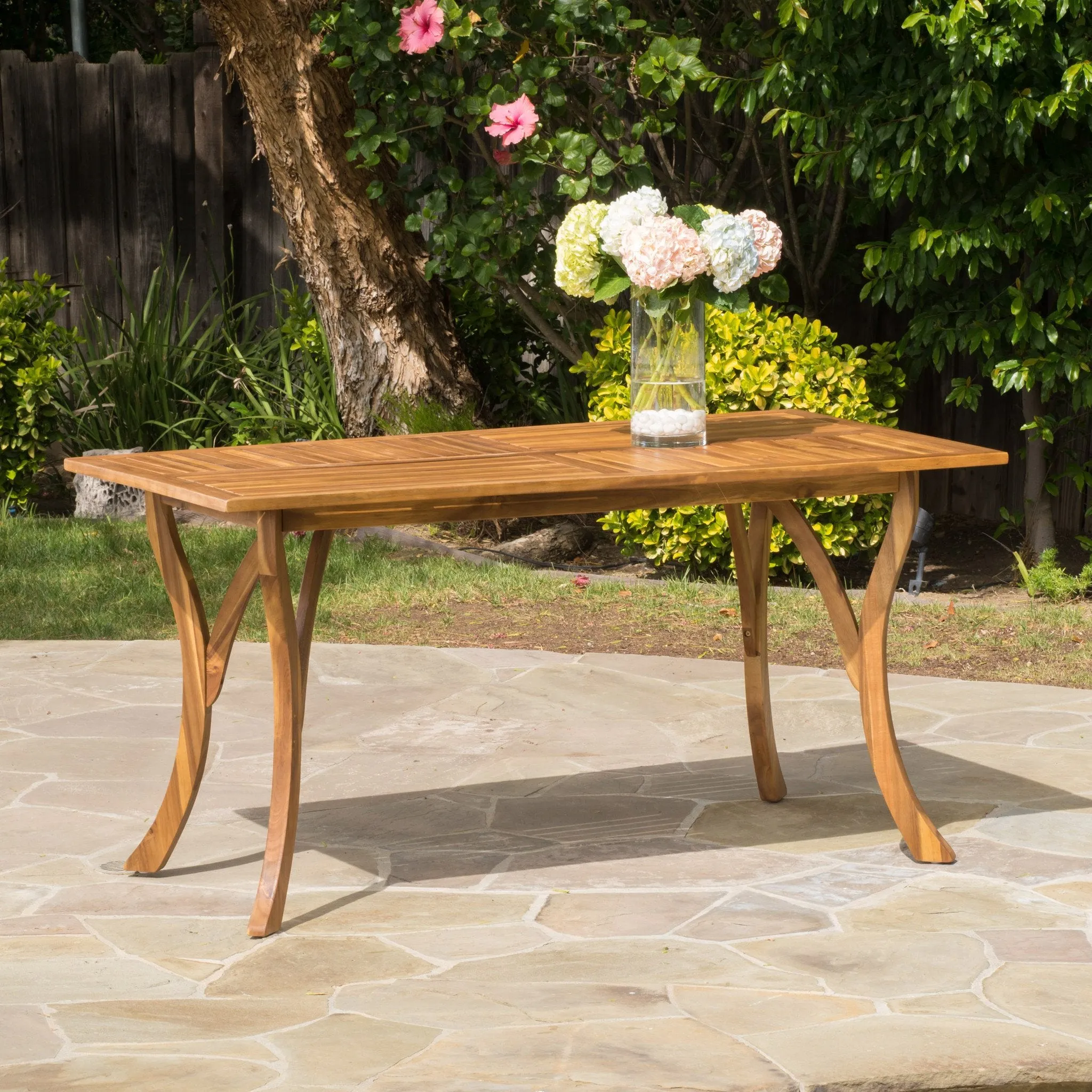 Teak Finish Acacia Wood Rectangular Dining Table - NH491892 patio chairs, outdoor seating