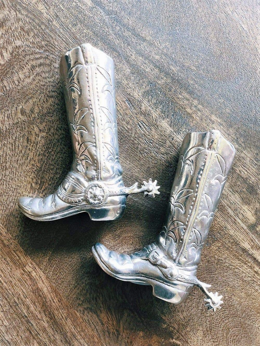The Classic Cowboy Pewter Salt & Pepper Shakers shower curtain, waterproof liner