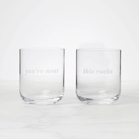 This Rocks & You're Neat Double Old Fashion Glasses - Set Of