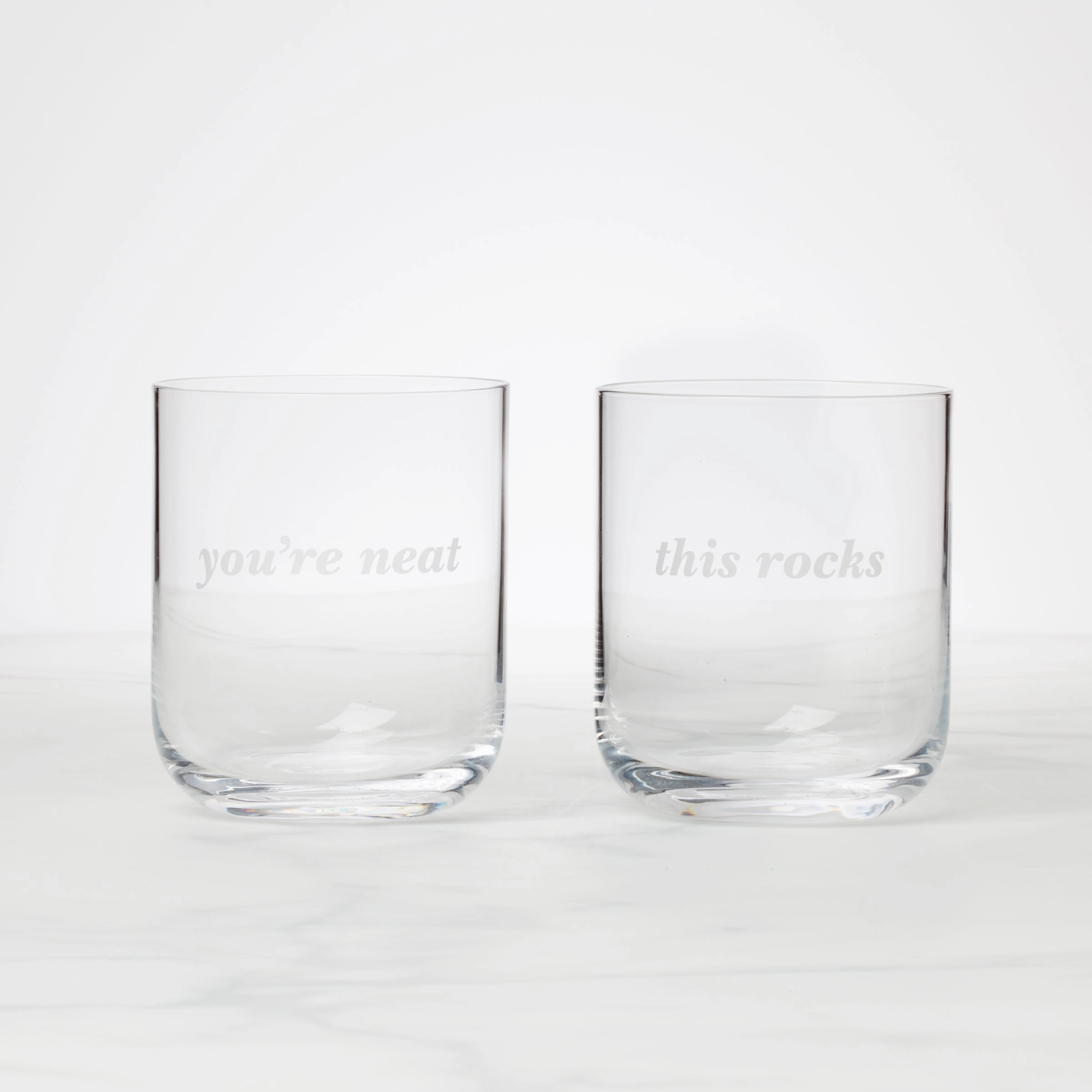 This Rocks & You're Neat Double Old Fashion Glasses - Set Of