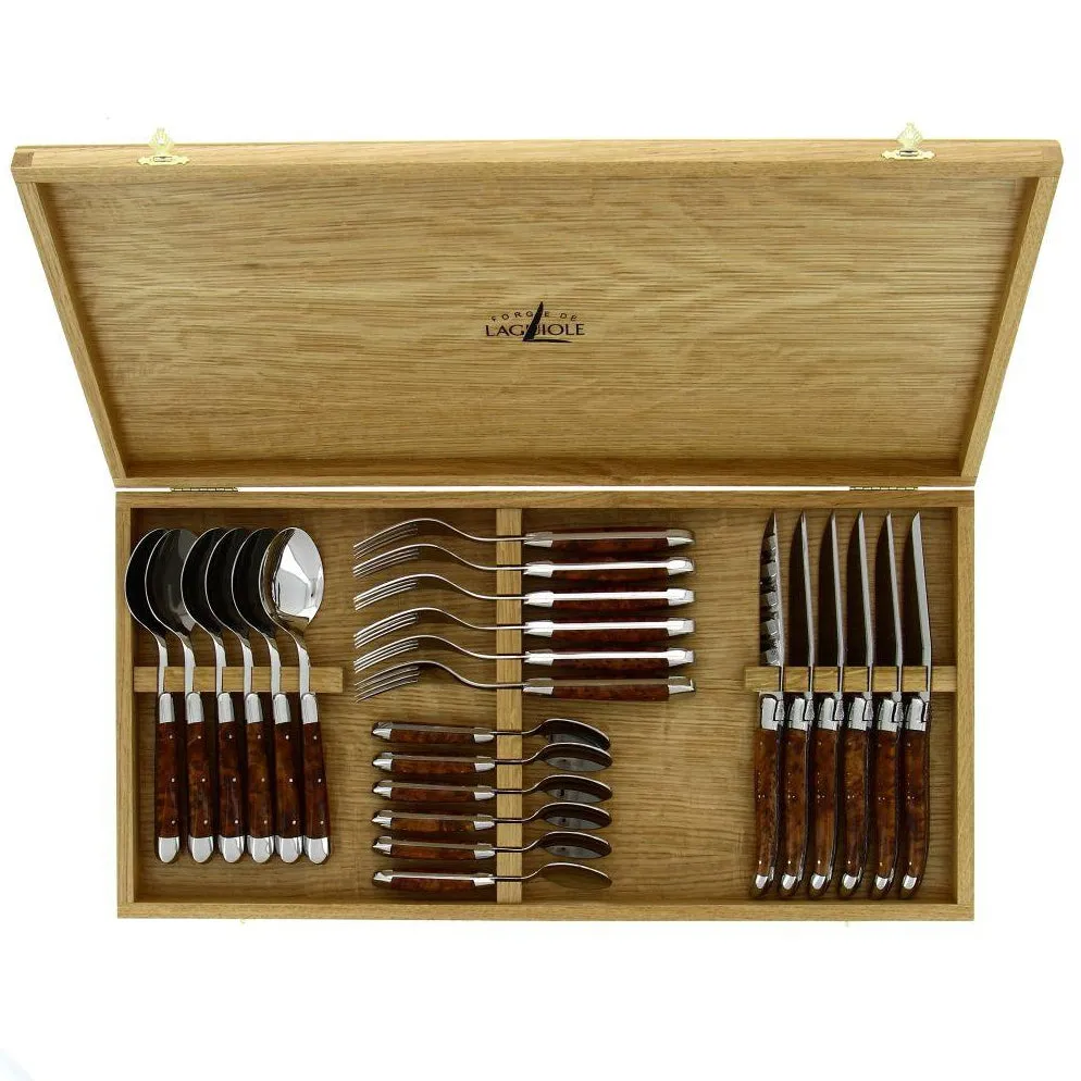 Thuya Burl 24 Piece Cutlery Set - Shiny Finish toilet seat cover, slow close seat