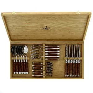 Thuya Burl 24 Piece Cutlery Set - Shiny Finish toilet seat cover, slow close seat