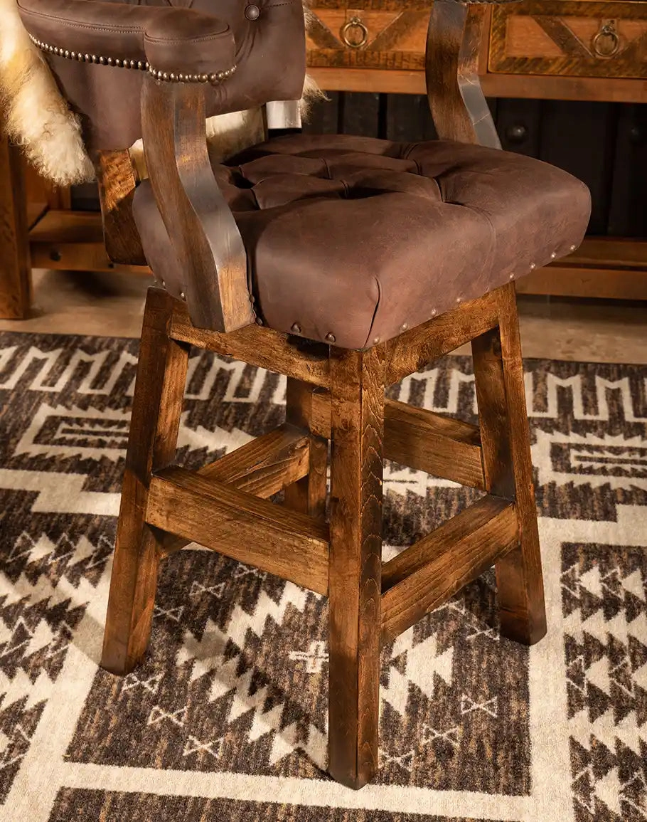 Tibetan Wool & Tufted Leather Bar Stool