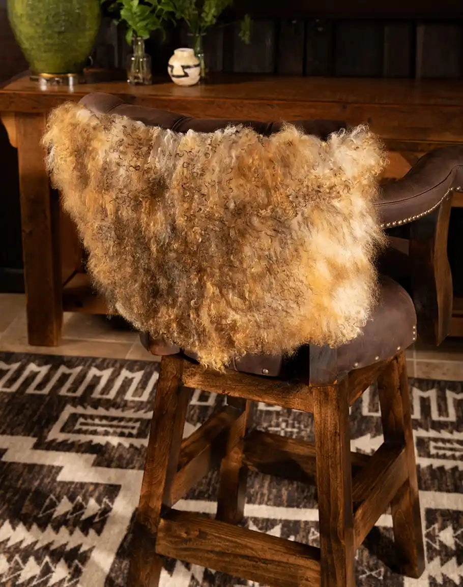 Tibetan Wool & Tufted Leather Bar Stool