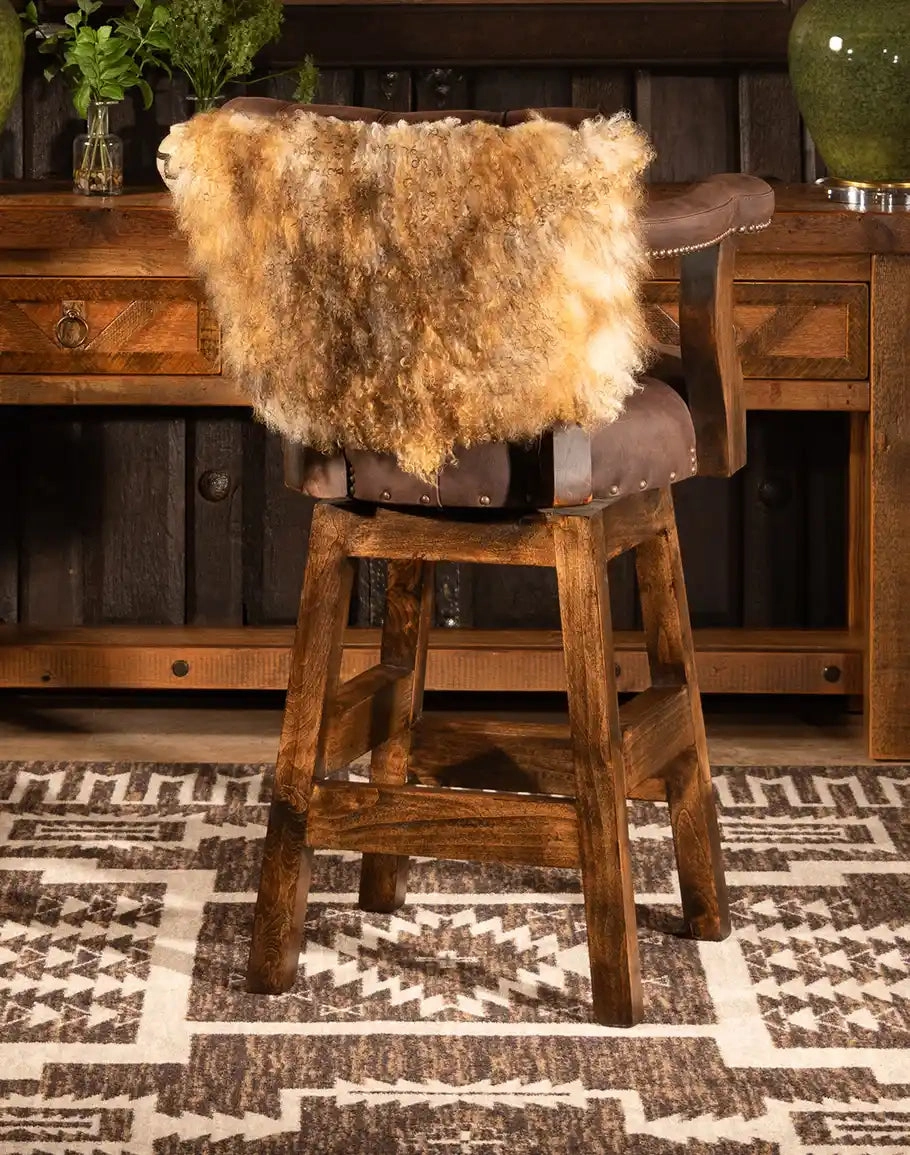Tibetan Wool & Tufted Leather Bar Stool