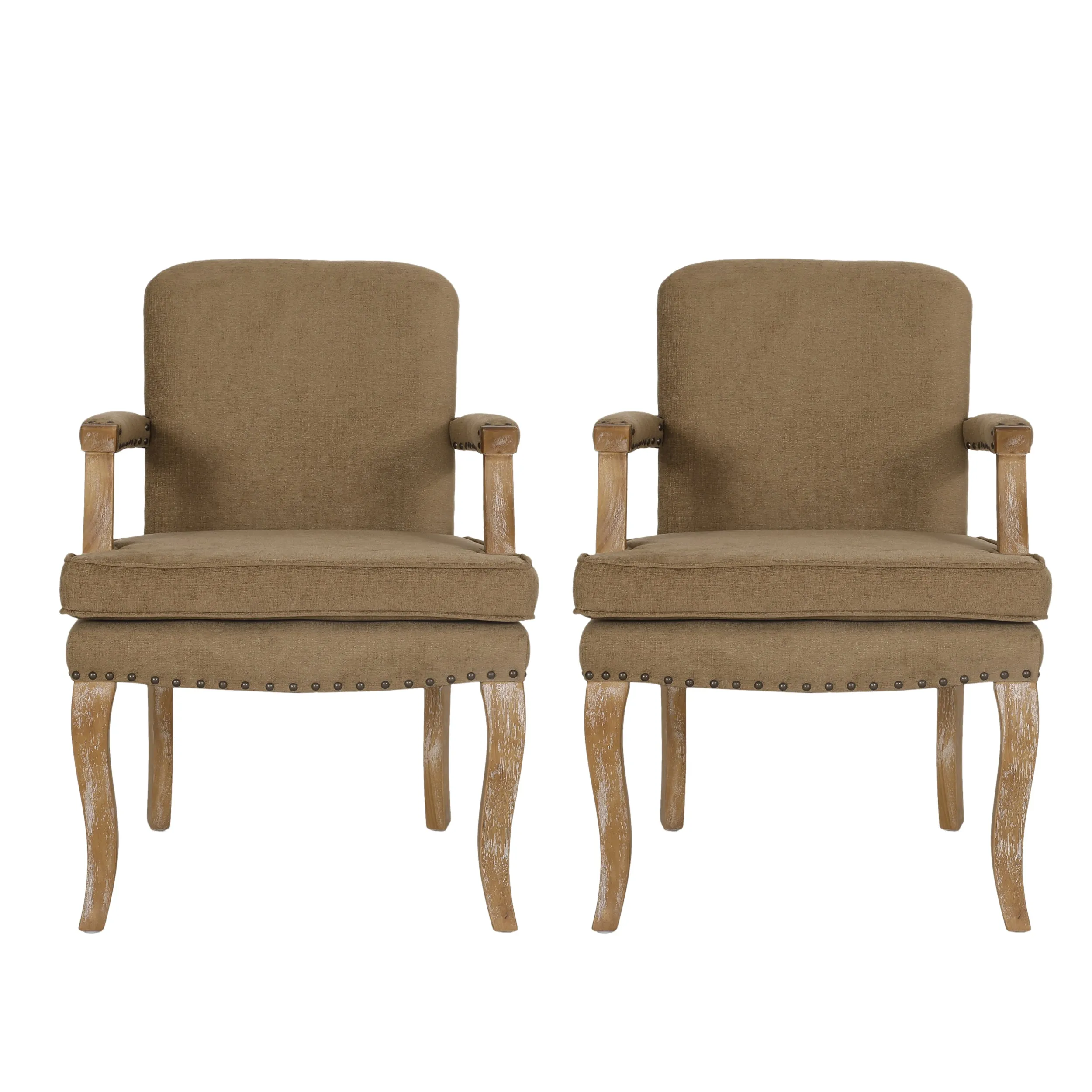 Tim French Country Dining Arm Chair with Nailhead Trim, Set of 2 dining table set, 6-piece dining set