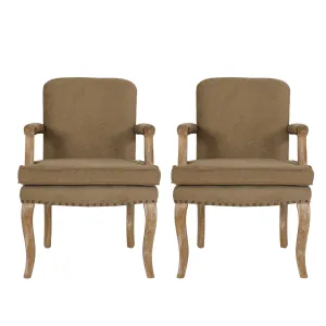 Tim French Country Dining Arm Chair with Nailhead Trim, Set of 2 dining table set, 6-piece dining set