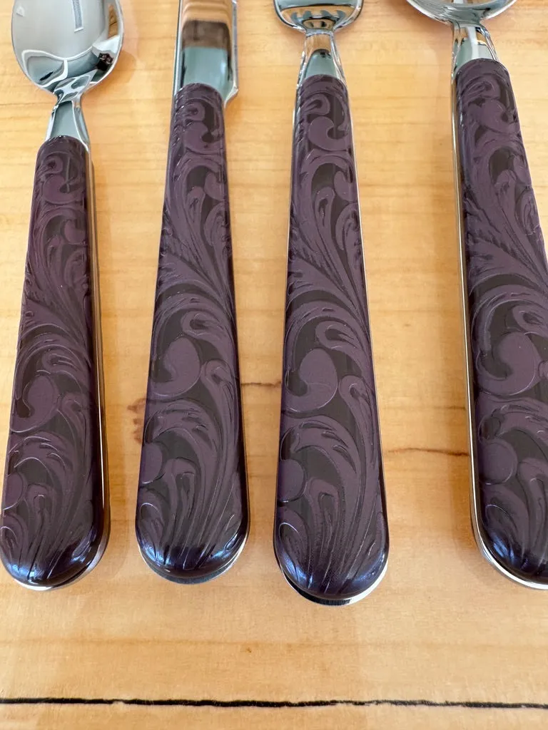 Tooled Leather-Look Western Flatware