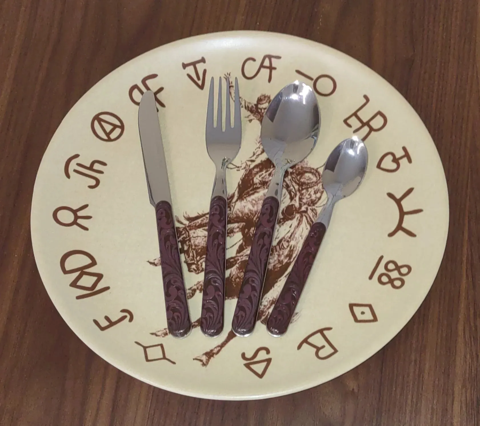 Tooled Leather-Look Western Flatware