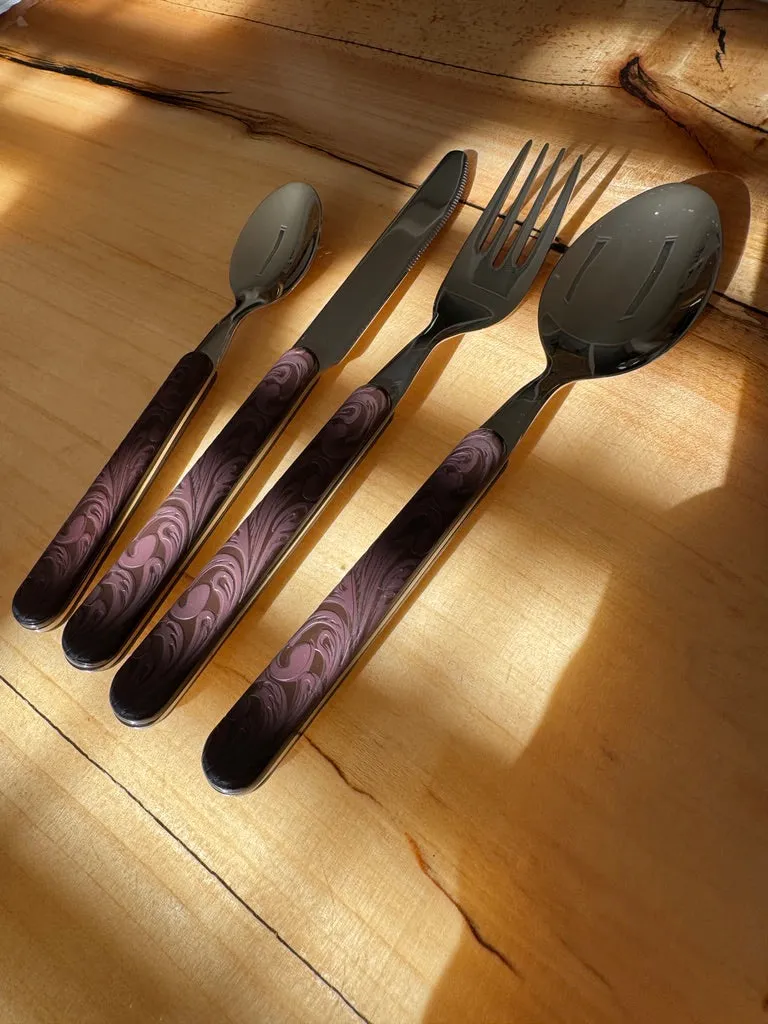Tooled Leather-Look Western Flatware