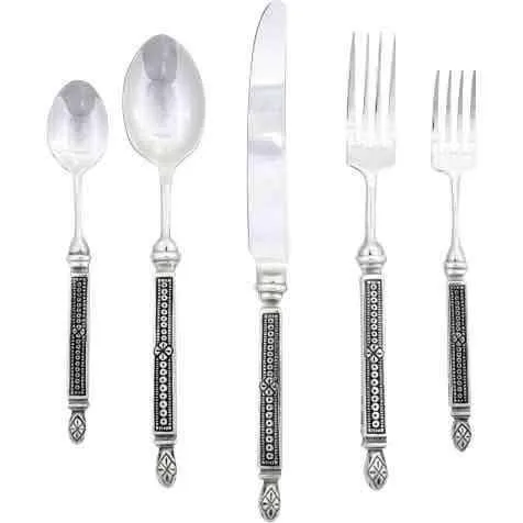 Tooled Pewter Handled Flatware