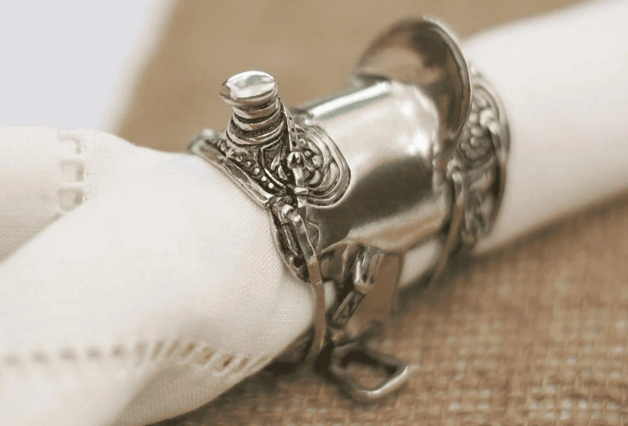 Tooled Silver Saddle Napkin Rings