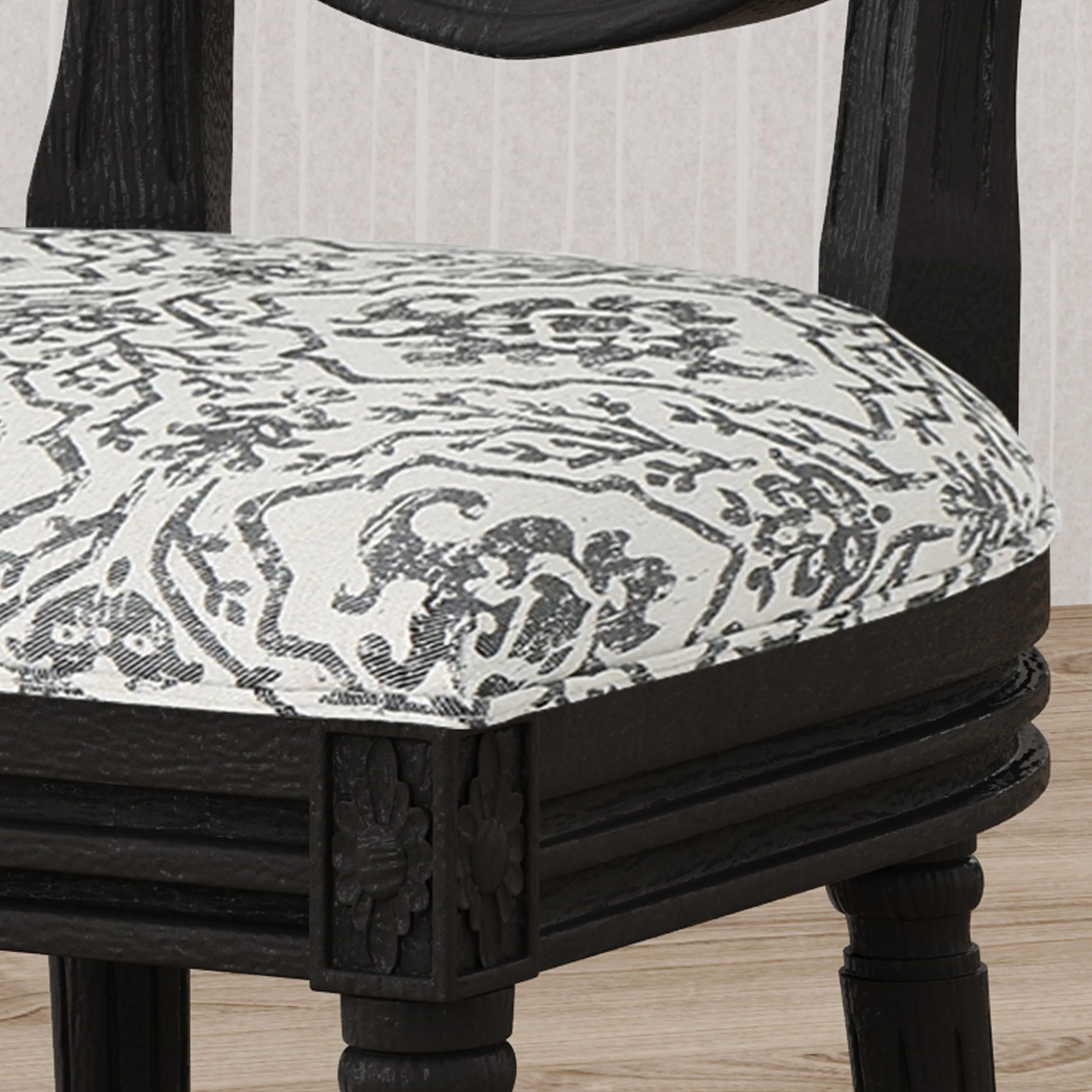 Traditional Fabric Upholstered Dining Chairs with Wood Frame (Set of 2) - NH966503