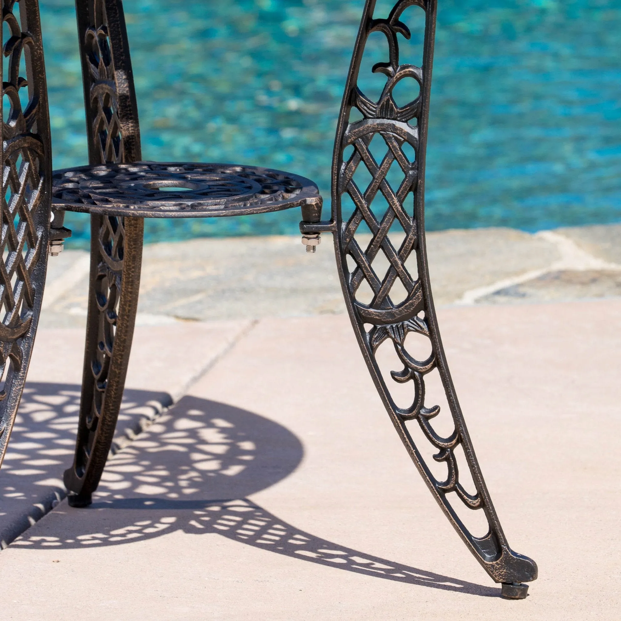 Traditional Outdoor 3-Piece Bronze Cast Aluminum Bistro Set - NH182932