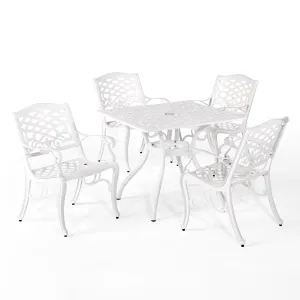 Traditional Outdoor Aluminum 5 Piece Dining Set - NH423213 patio chairs, outdoor seating