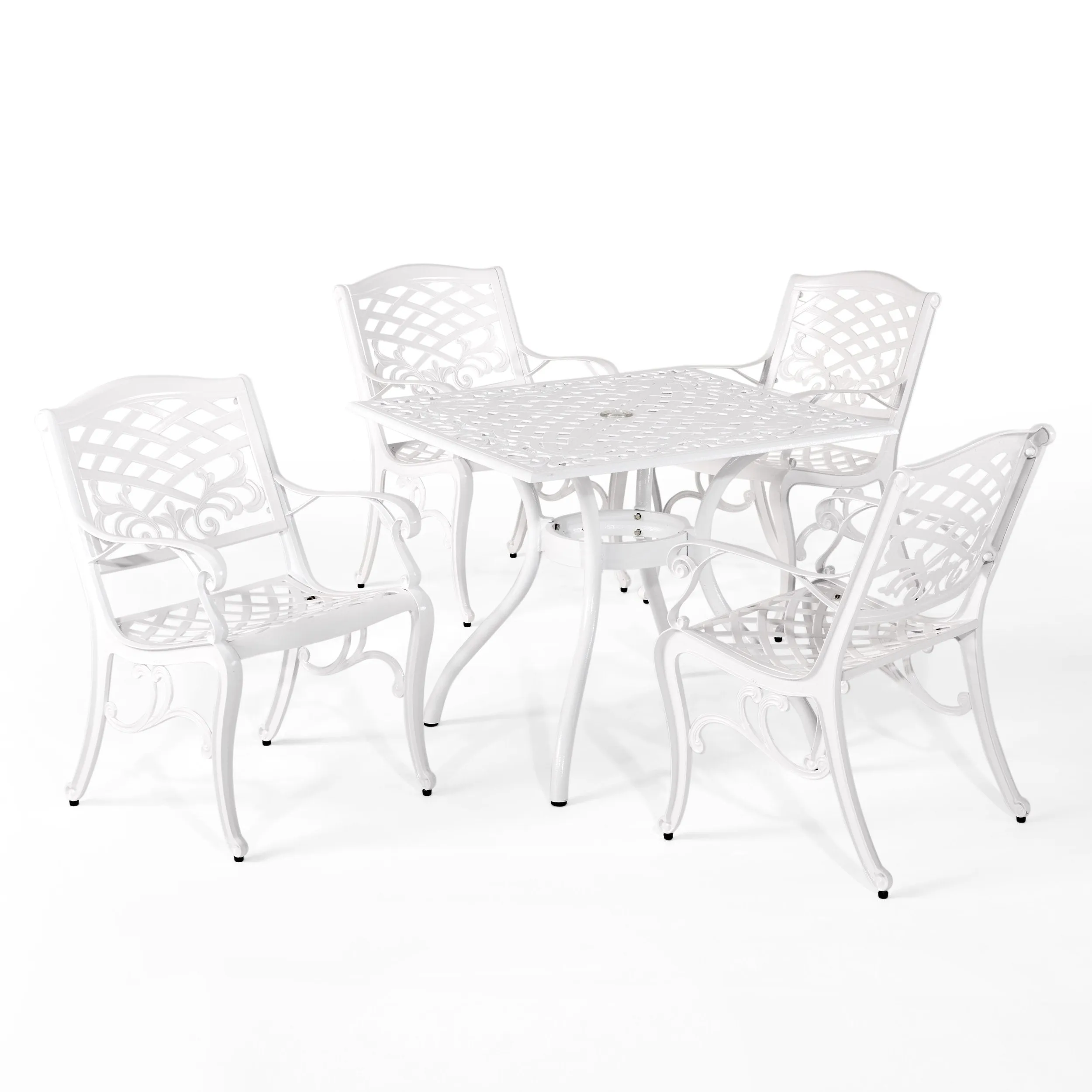 Traditional Outdoor Aluminum 5 Piece Dining Set - NH423213 patio chairs, outdoor seating