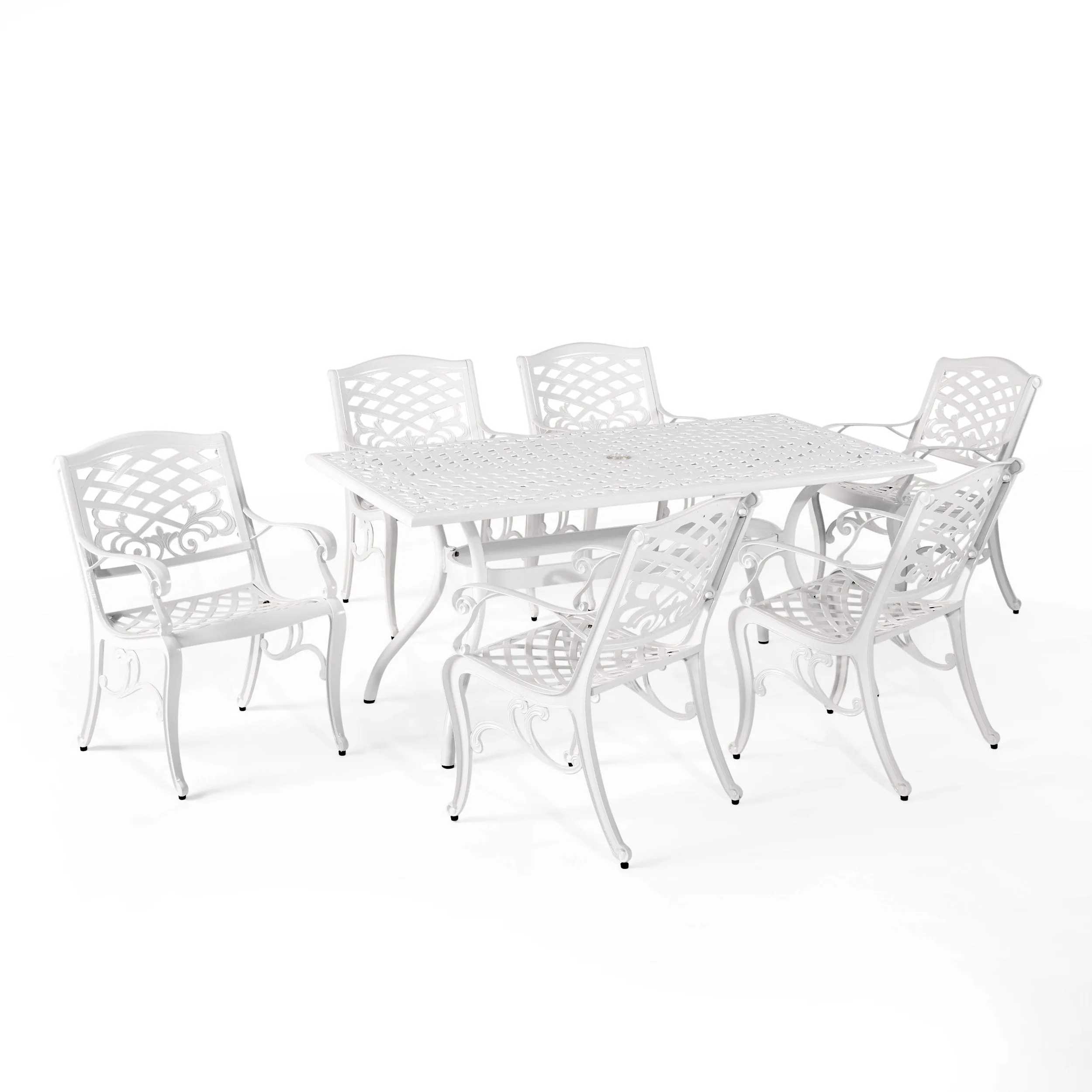 Traditional Outdoor Aluminum 7 Piece Dining Set - NH033213 patio chairs, outdoor seating