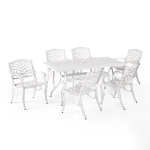 Traditional Outdoor Aluminum 7 Piece Dining Set - NH033213 patio chairs, outdoor seating