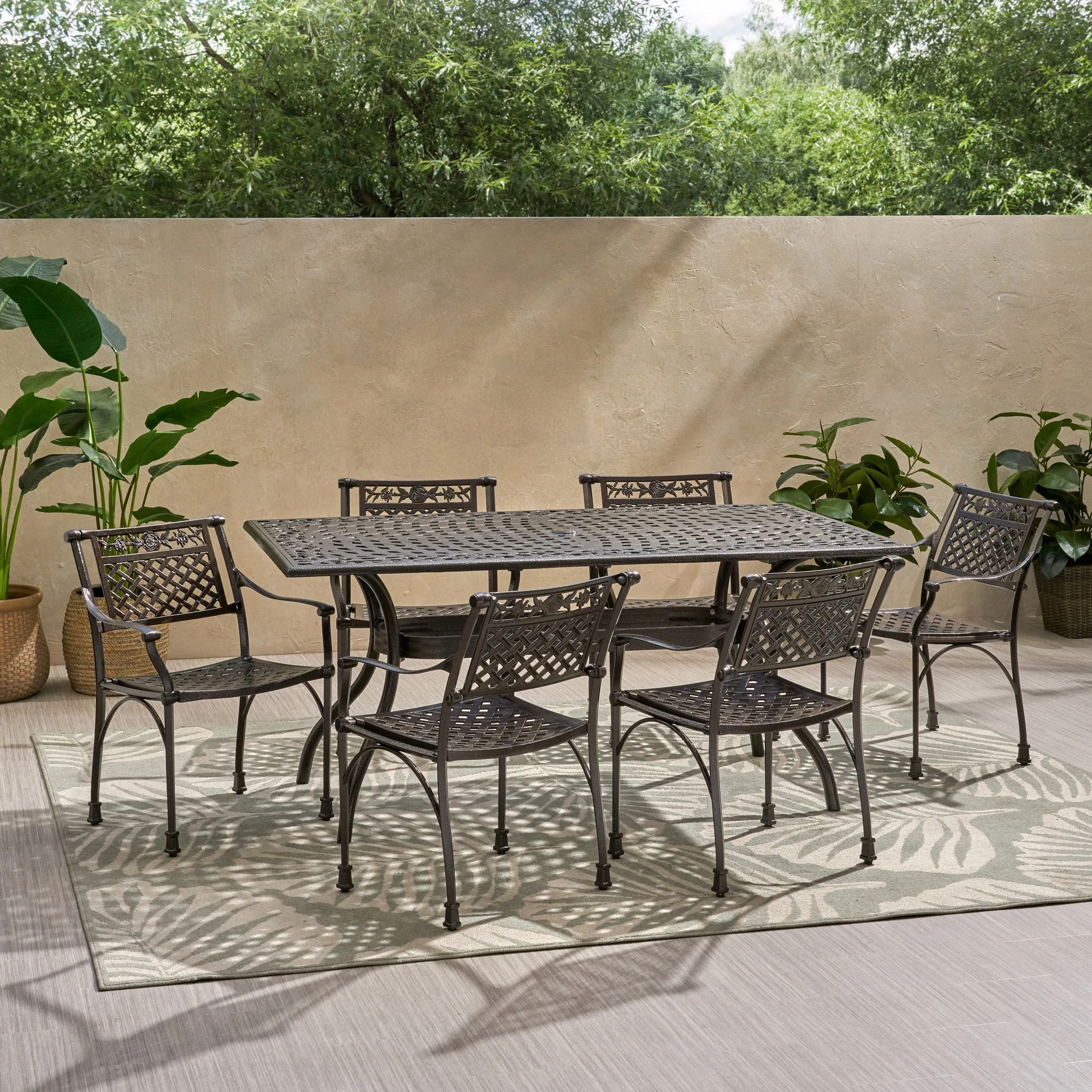 Traditional Outdoor Aluminum 7 Piece Dining Set - NH823213 patio chairs, outdoor seating
