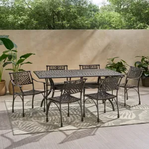 Traditional Outdoor Aluminum 7 Piece Dining Set - NH823213 patio chairs, outdoor seating