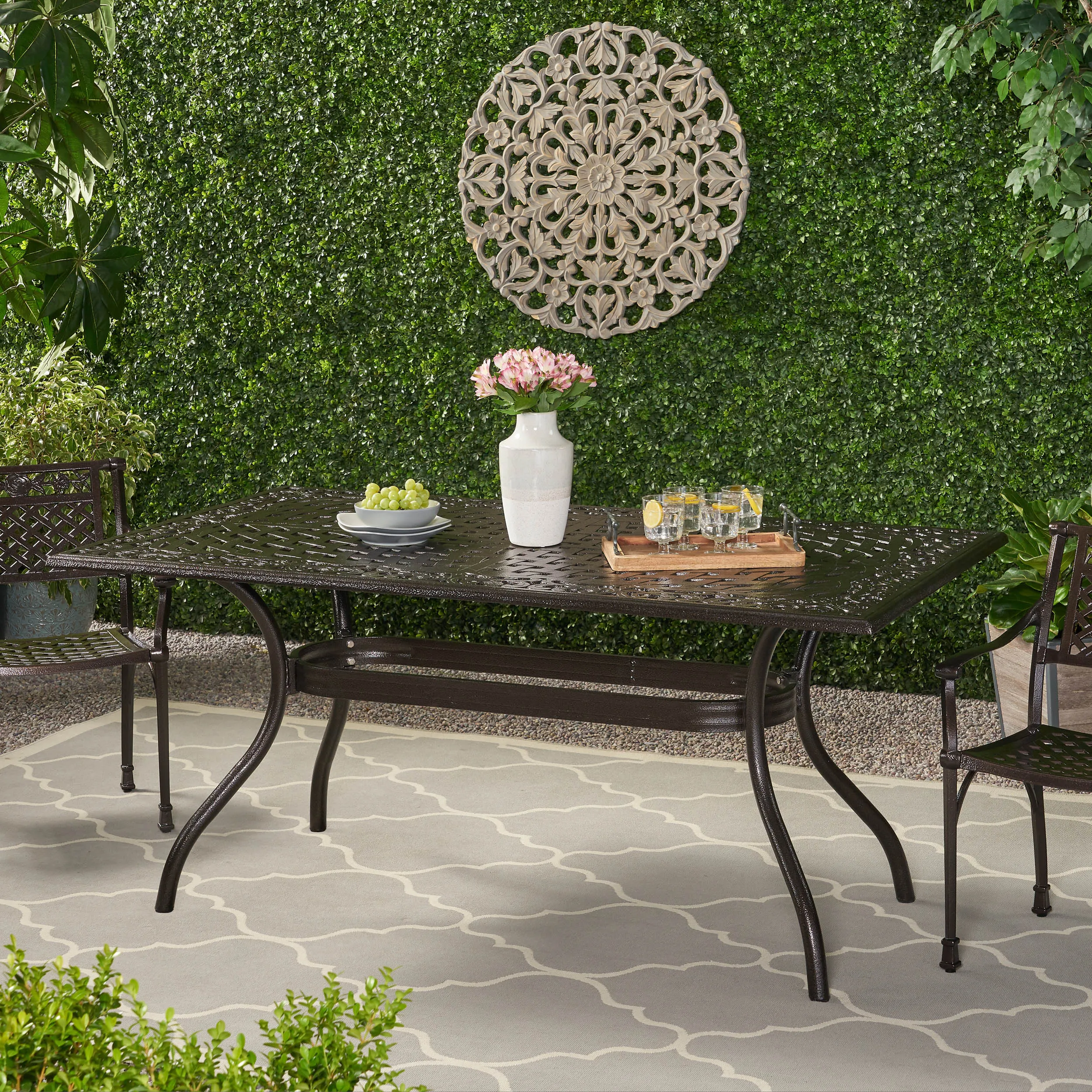Traditional Outdoor Aluminum Rectangular Dining?Table - NH523213 patio chairs, outdoor seating