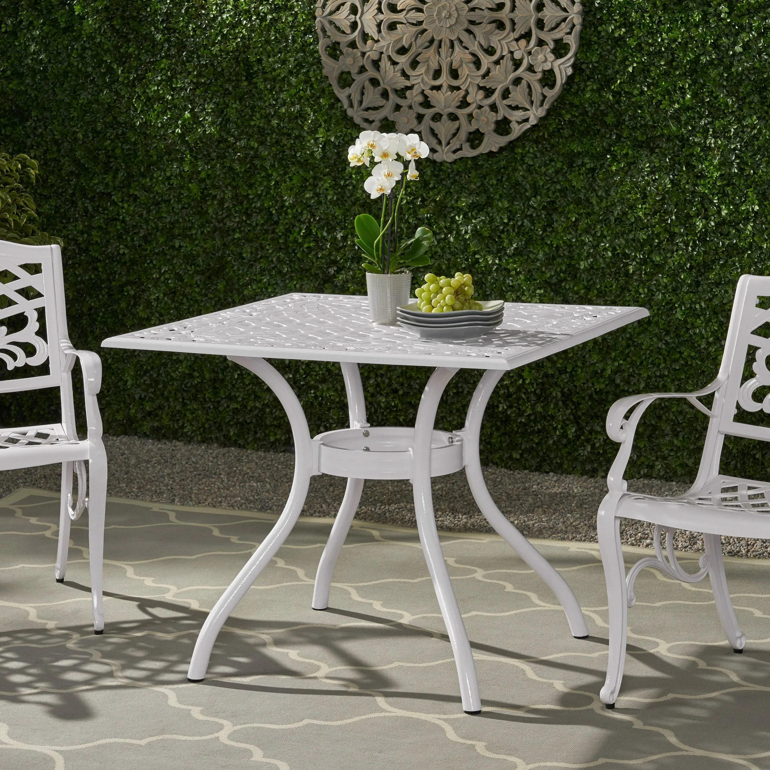 Traditional Outdoor Aluminum Square Dining Table - NH323213 patio chairs, outdoor seating