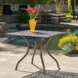 Traditional Outdoor Bronze Cast Aluminum Dining Table w/ Umbrella Hole - NH591892 coffee table, accent table